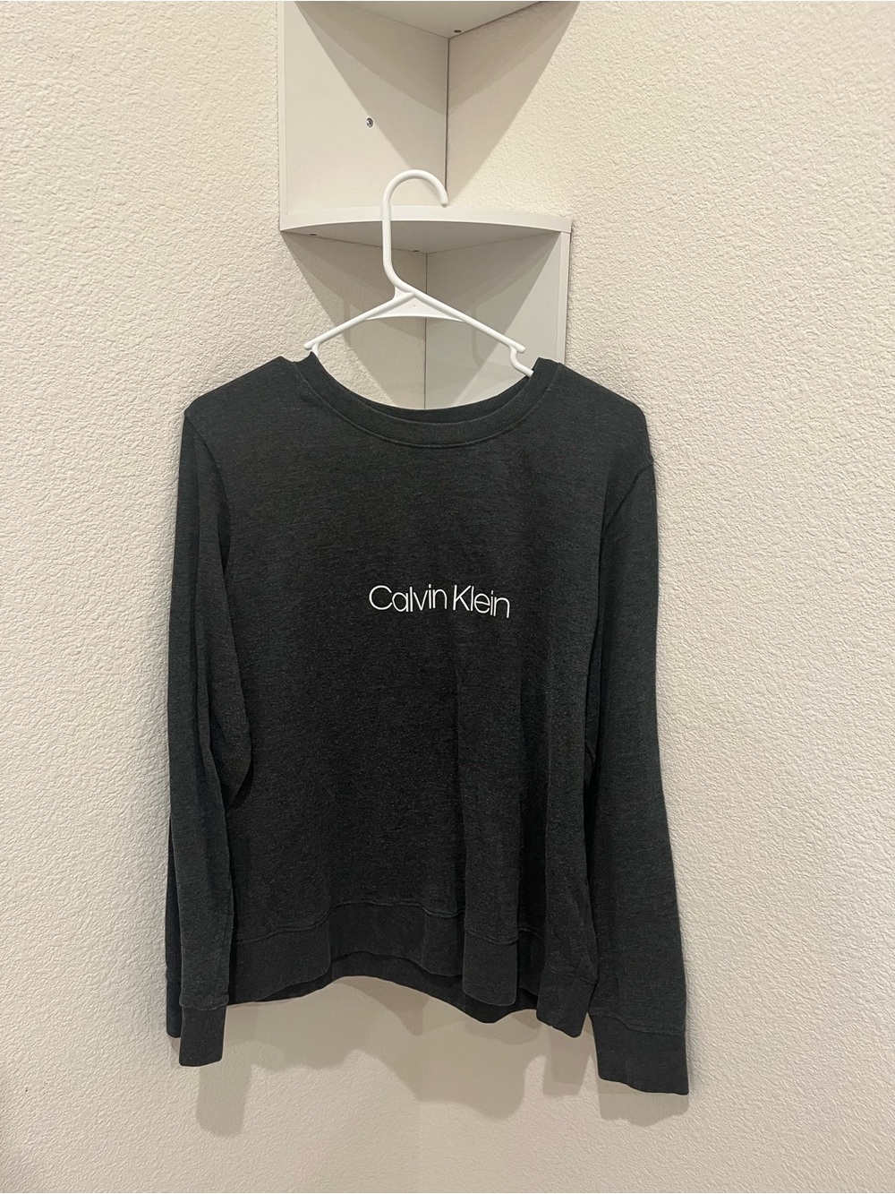 Calvin Klein Black Long Sleeve Crewneck Sweatshirt with White Logo